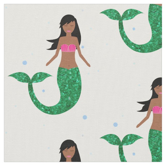 african american mermaid fabric (Close Up)