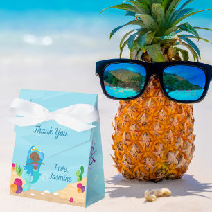 African American Mermaid Girls Birthday Party Favour Box