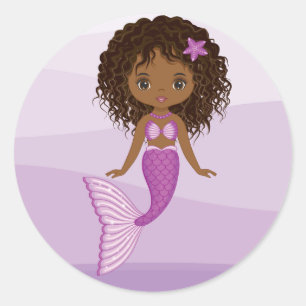 African American Mermaid Round Sticker