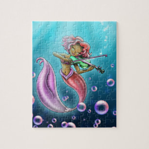 African American Mermaid w/ Violin 8" x 10" Puzzle