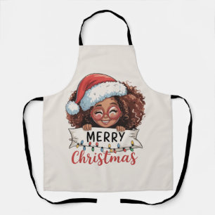 African American Merry Christmas African Black Apron