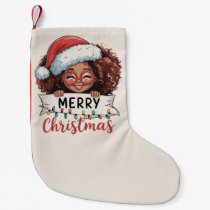 African American Merry Christmas African Black  Small Christmas Stocking
