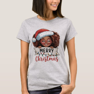 African American Merry Christmas African Black T-Shirt