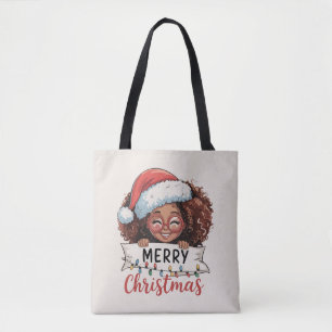 African American Merry Christmas African Black Tote Bag