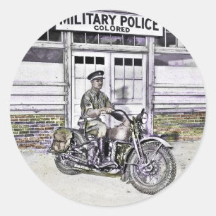 African American Military Policeman WWII Classic Round Sticker