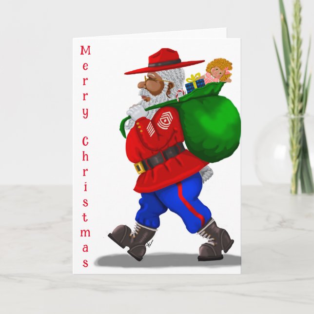 African American Military Santa Greeting Card (Front)