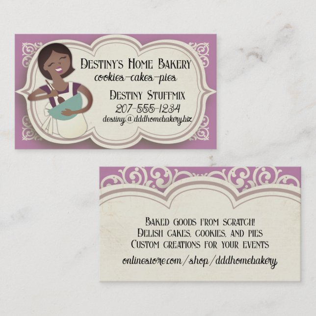 African American mixing bowl woman baking bakery Business Card (Front/Back)