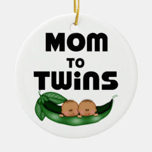 African American Mom to Twins Ceramic Tree Decoration