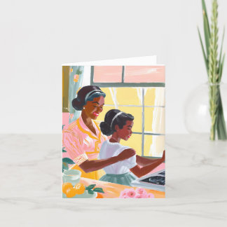 African American Mother and Daughter Together Thank You Card