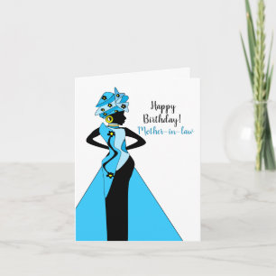 African American Mother-in-law Happy Birthday  Car Card