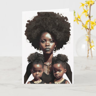 African-American Mother & Twins, Mothers Day Card