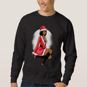 African American Mrs Claus Black Christmas Graphic Sweatshirt