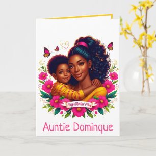 African American Mum & Son Happy Mother's Day Card
