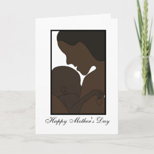 african american mum with new baby illustration card
