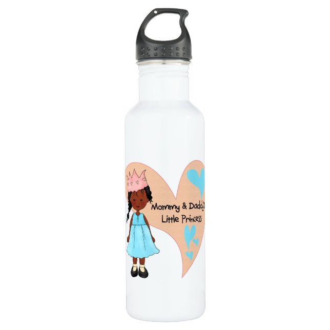 African American Mummy and Daddy's Princess 710 Ml Water Bottle (Front)