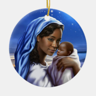 African American Nativity Art Christmas Ornaments
