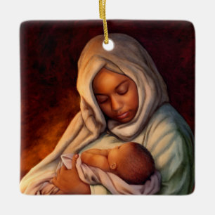 African American Nativity Art Christmas Ornaments