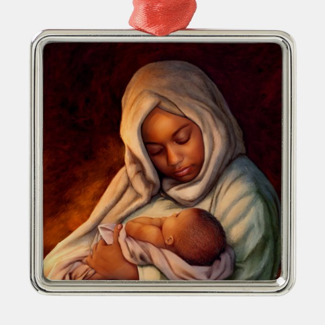 African American Nativity Art Christmas Ornaments (Front)
