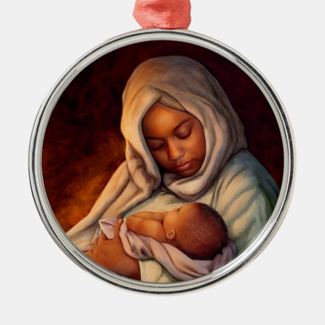 African American Nativity Art Christmas Ornaments (Front)