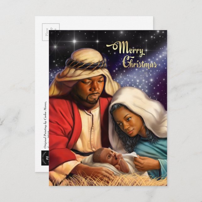 African American Nativity Art Christmas Postcards (Front/Back)