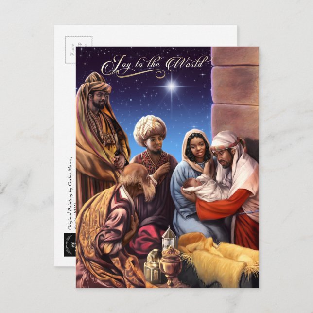 African American Nativity Art Christmas Postcards (Front/Back)