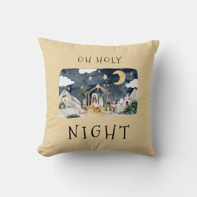 African American Nativity Christmas Card Cushion (Front)