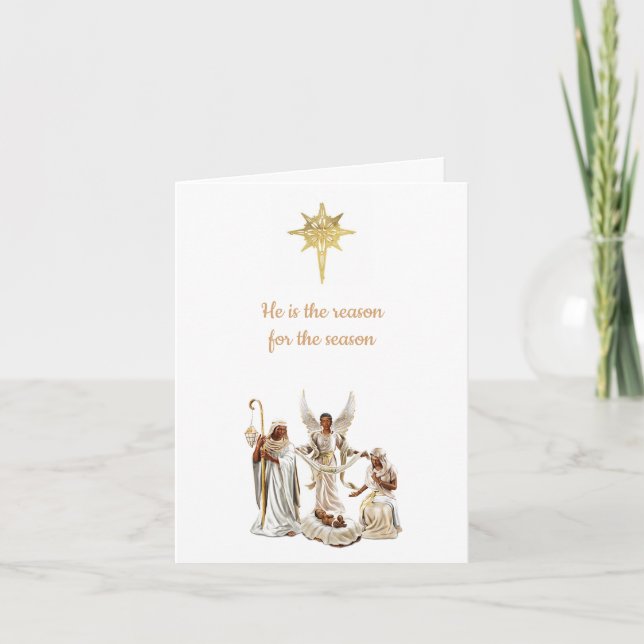 African American Nativity Scene Christmas Card (Front)