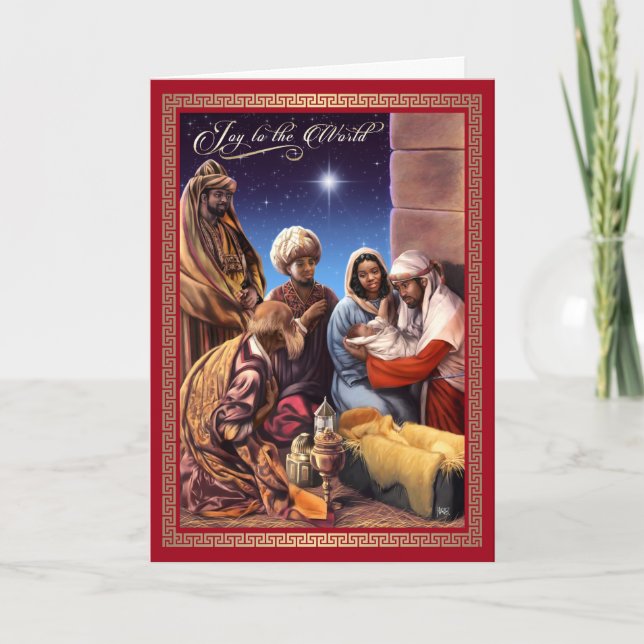 African American Nativity Scene Christmas Holiday Card (Front)
