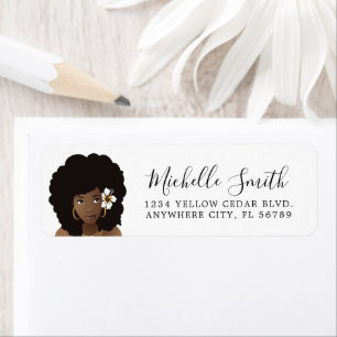 African American, Natural Beauty, Afro Flower Return Address Label