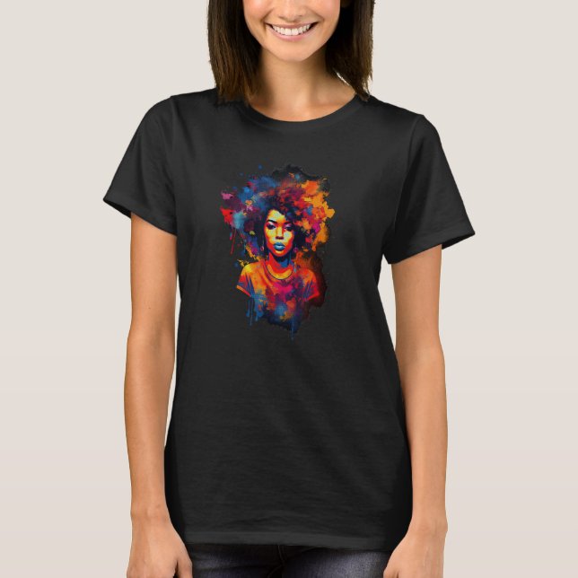 African American  Natural Black Hair Beauty Art T-Shirt (Front)