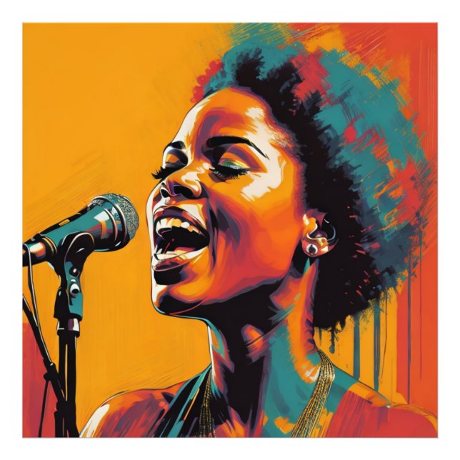 African American Neon Colored Impressionist Print  (Front)