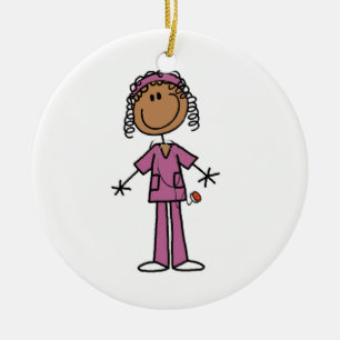 African American Nurse Ceramic Tree Decoration