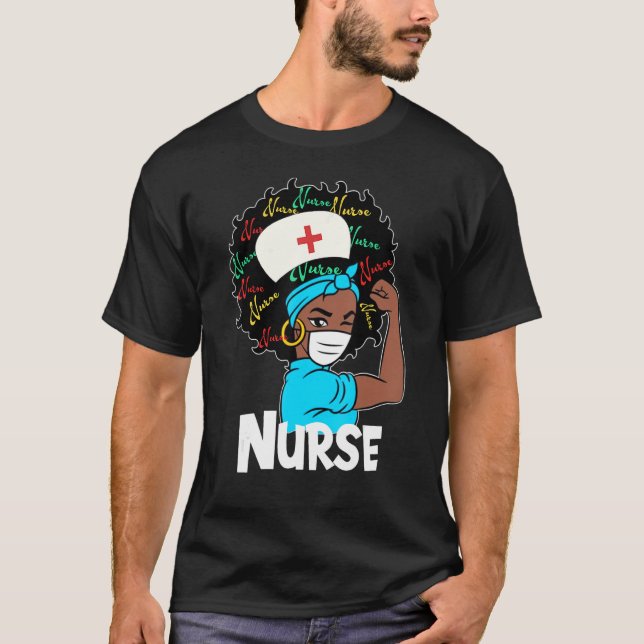 African American Nurse History Month Pride Black W T-Shirt (Front)