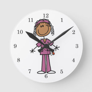 African American Nurse Round Clock
