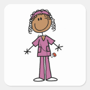 African American Nurse Square Sticker