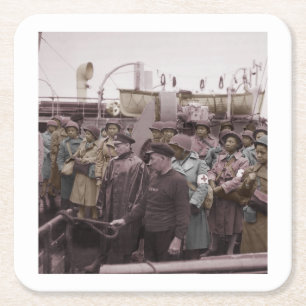 African American Nurses on Transport Vessel Square Paper Coaster