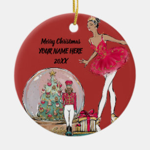 African American Nutcracker Ballet Dancer Ceramic Ornament