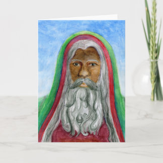 African American Old World Santa Holiday Card