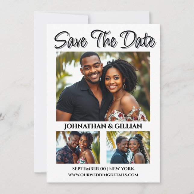African american photo save the date trendy (Front)