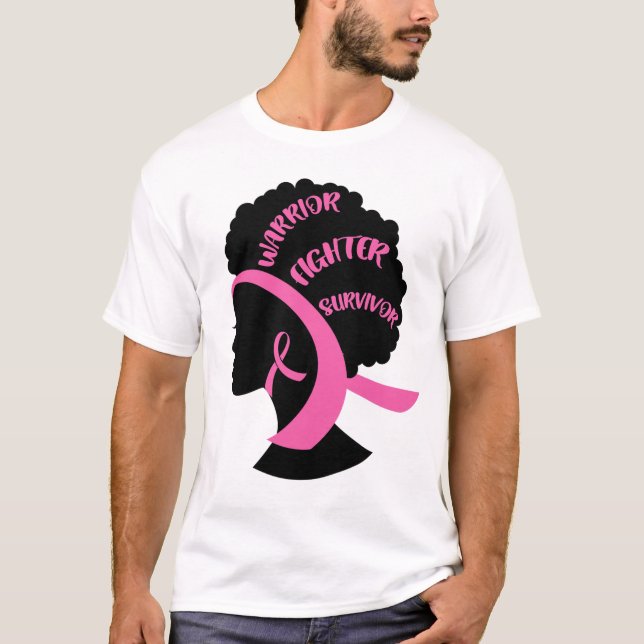 African American Pink Breast Cancer Awareness T-Shirt (Front)