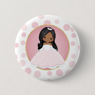 African American Pink Princess 6 Cm Round Badge