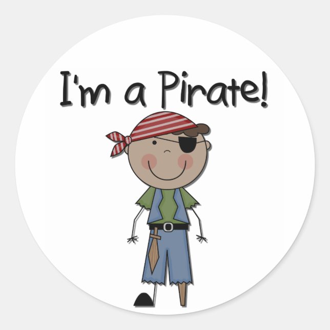 African American Pirate Boy T shirts and Gifts Classic Round Sticker (Front)