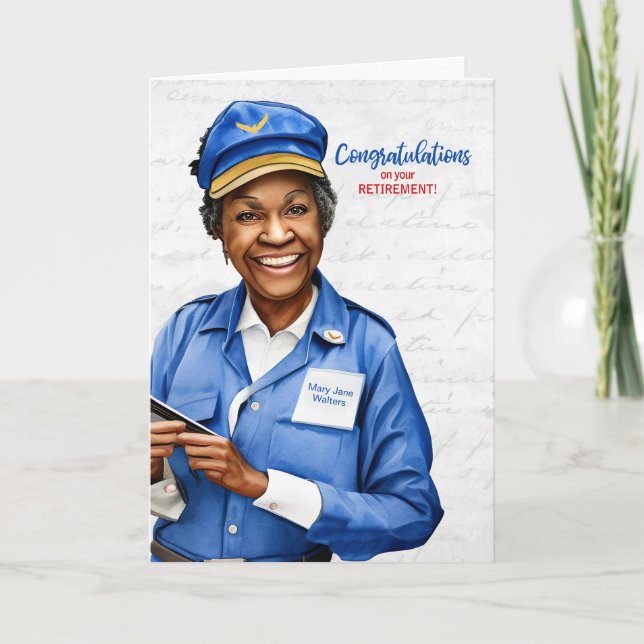 African American Postal Mail Carrier Retirement Card (Front)