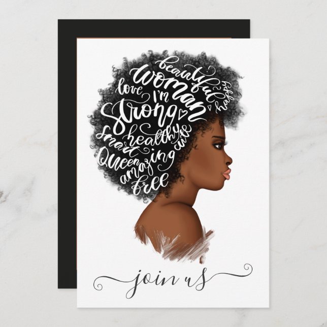 African American Power Girl Bachelorette Party Invitation (Front/Back)