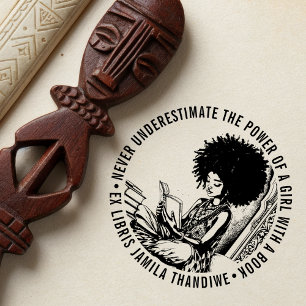 African American "Power of a Girl" Ex Libris Book Self-inking Stamp