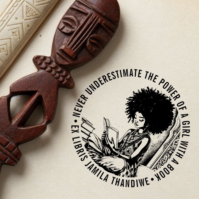 African American "Power of a Girl" Ex Libris Book Self-inking Stamp (Creator Uploaded)