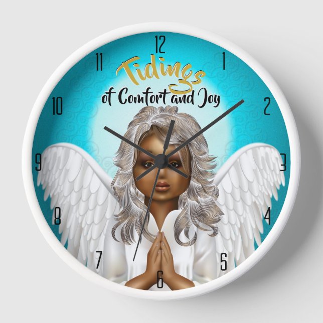 African American Praying Angel Clock (Front)