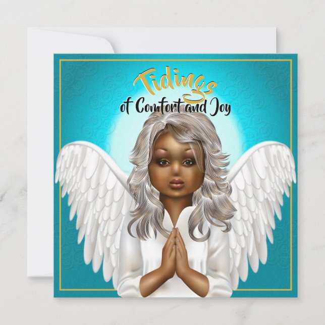 African American Praying Angel Invitation (Front)