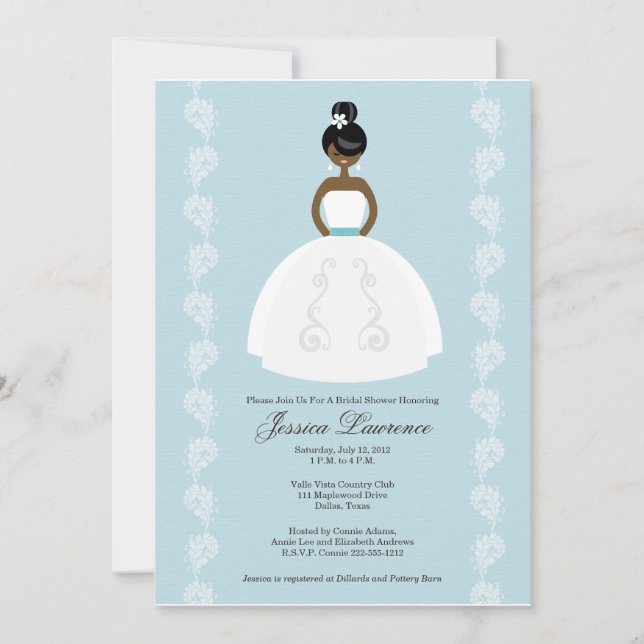 African American Pretty Bridal Shower Invitations (Front)