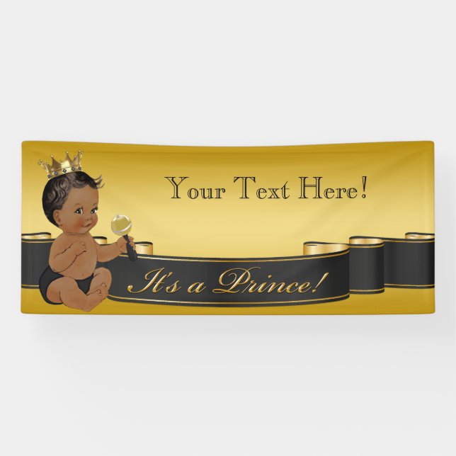 African American Prince Baby Shower Banner (Horizontal)